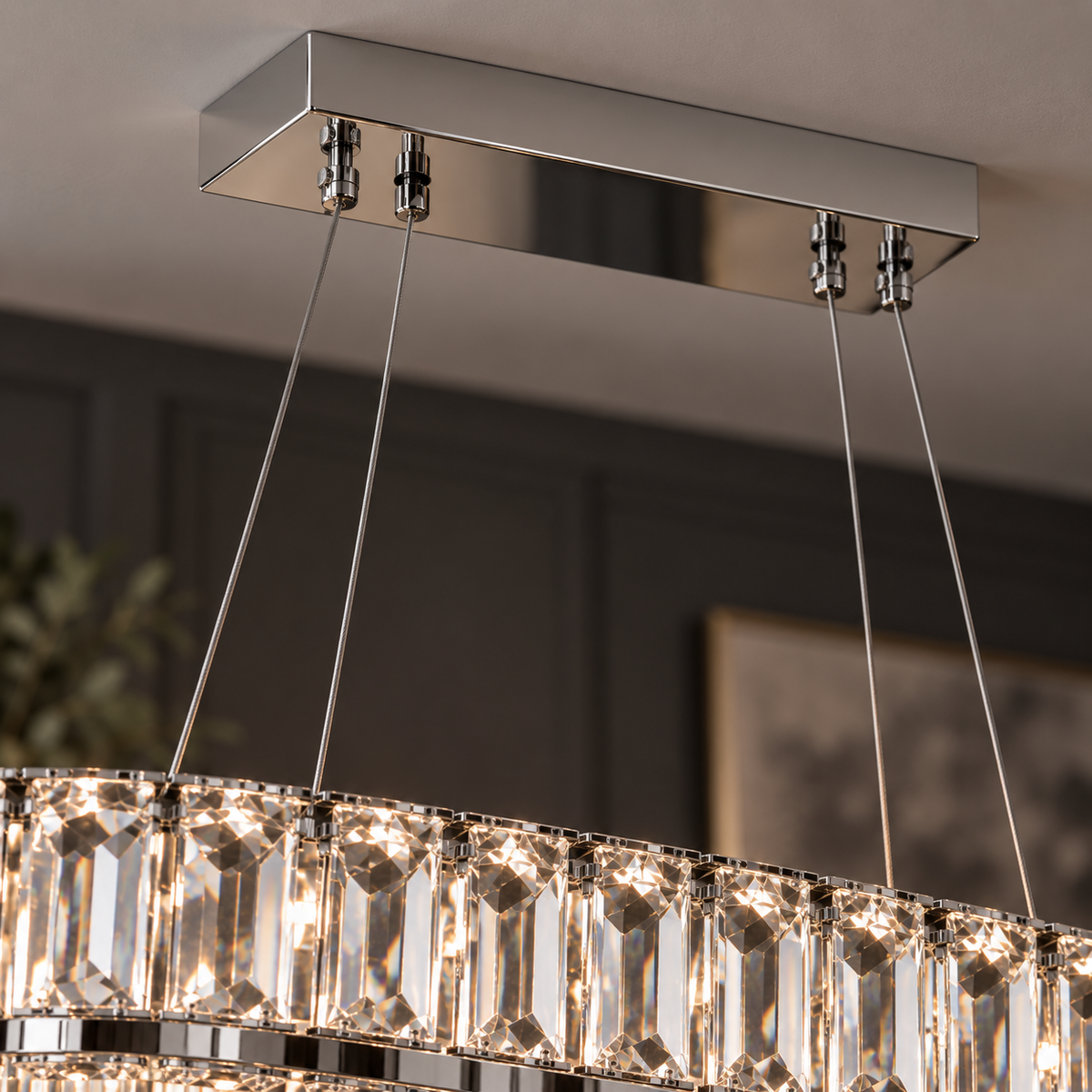 Platine chromée et câbles de suspension réglables de la suspension Ovalia