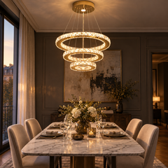 Lustre Trois Anneaux en Cristal — Auréa