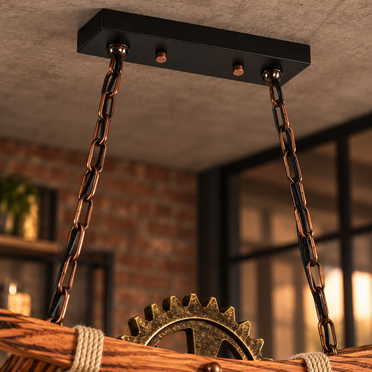 Platine et chaînes de suspension du luminaire Forgia