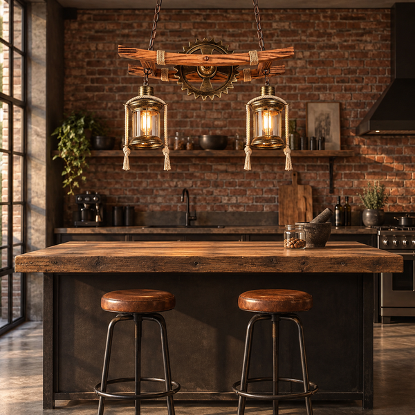 Suspension Industrielle Métal et Bois — Forgia